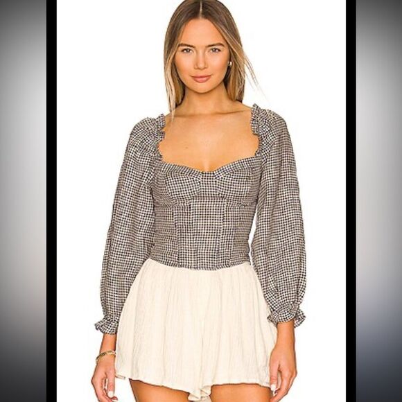 ASTR the Label Cardiff Top in Navy White Gingham Size XS - Picture 3 of 13